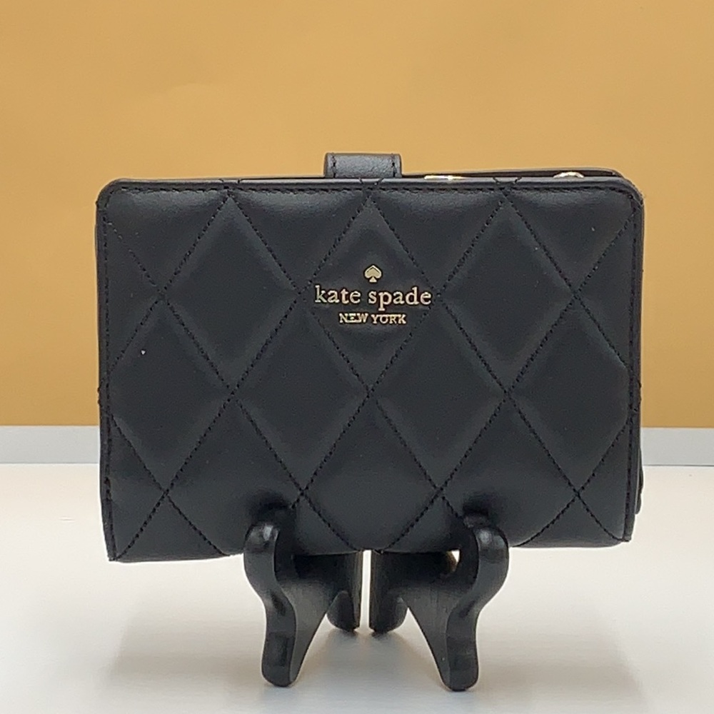 KATE SPADE Carey Medium Compact Bifold Wallet BLACK COLOR - Picture 3 of 15